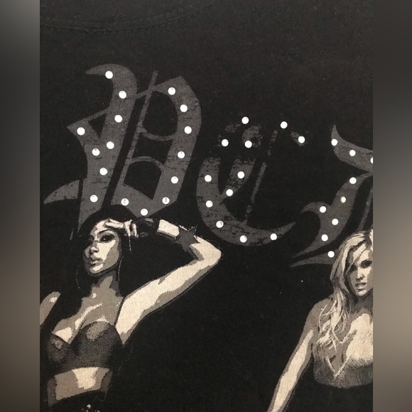 New rare vintage official Pussycat Dolls studded concert tshirt black pink Large - Picture 5 of 6